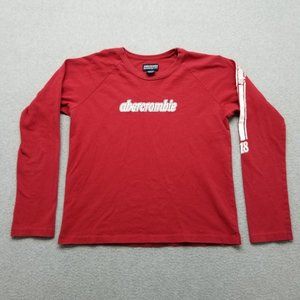 Vintage Abercrombie & Fitch Shirt Youth Large‎ Red Long Sleeve Crew Neck Boys